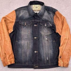 Cult Of‎ Individuality Selvedge Denim Trucker Jacket Men's 3XL Pre-Distressed